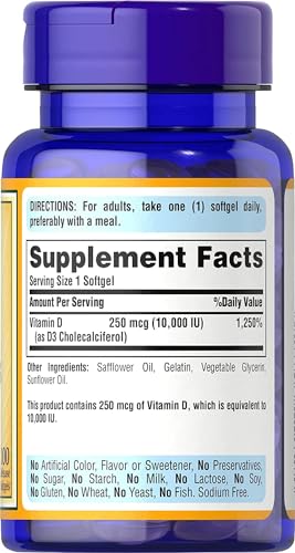 Cápsulas Puritan's Pride vitamina D3 10000 UI paquete doble