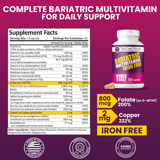 Cápsulas rápidas de ProCare Health, multivitamínico sin hierro