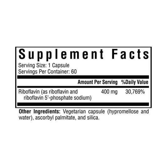 Cápsulas de riboflavina 400mg con riboflavina-5-fosfato activo