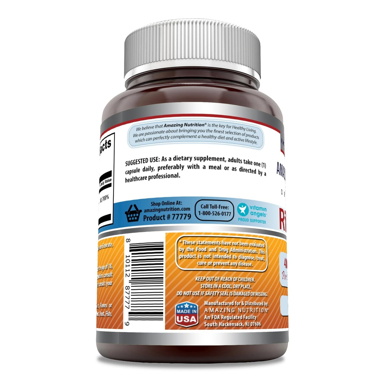 Cápsulas riboflavina 400 mg vitamina b2 no genéticamente modificado