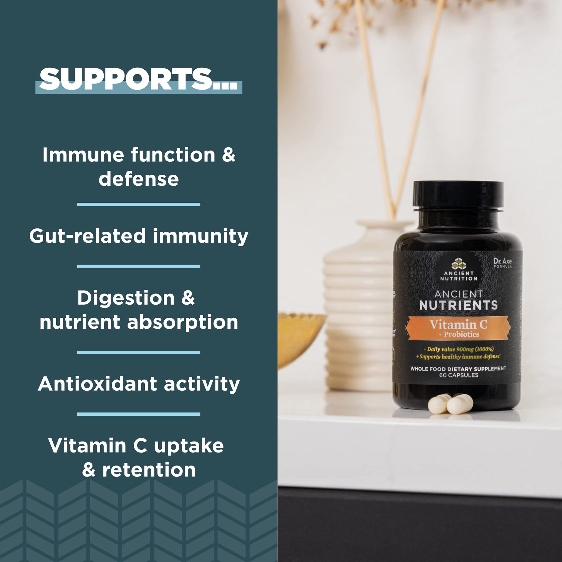 Cápsulas para salud inmunológica con vitamina c y probióticos