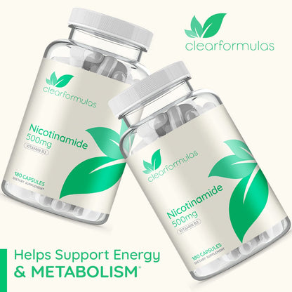 Cápsulas sin glutén ni OMG ClearFormulas nicotinamida
