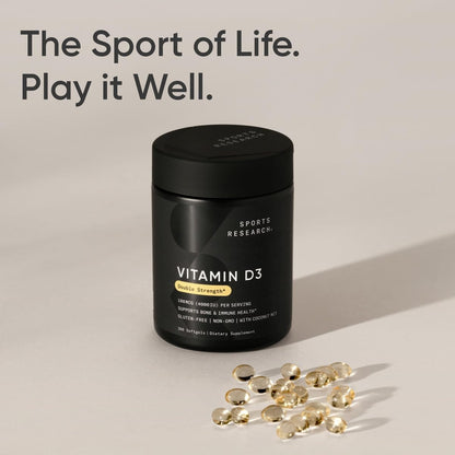 Cápsulas Sports Research vitamina d3 aceite coco envase frontal