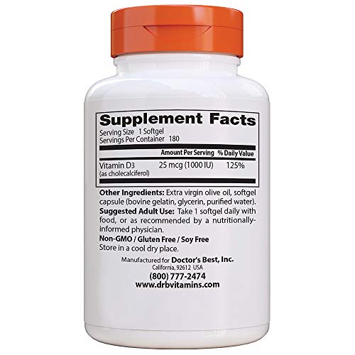 Cápsulas suaves blancas de Vitamina D3 Doctor's BEST