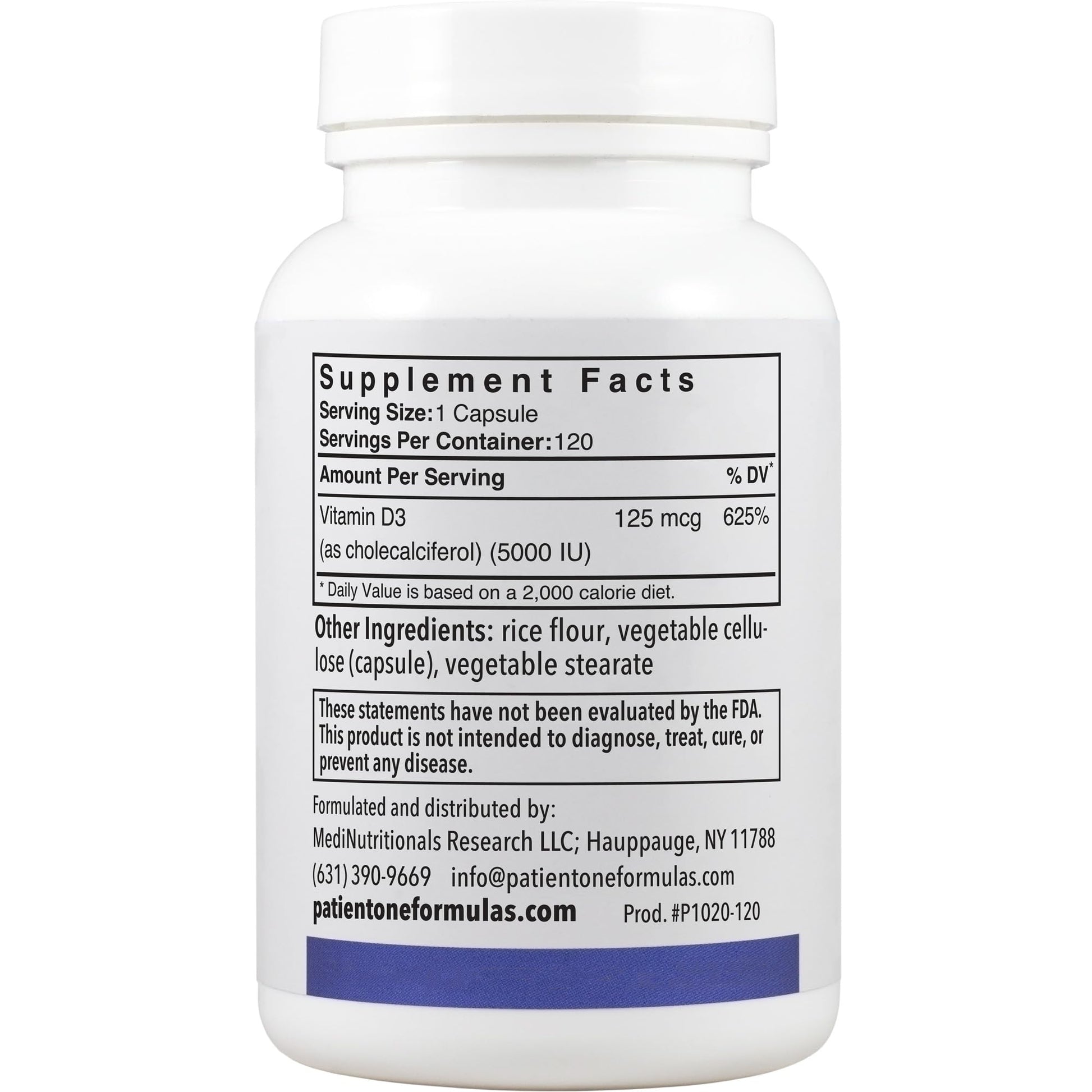 Cápsulas suplementarias Patient One Vitamina D3 alta absorción