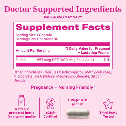 Cápsulas suplemento ácido-fólico para mujeres Pink Stork