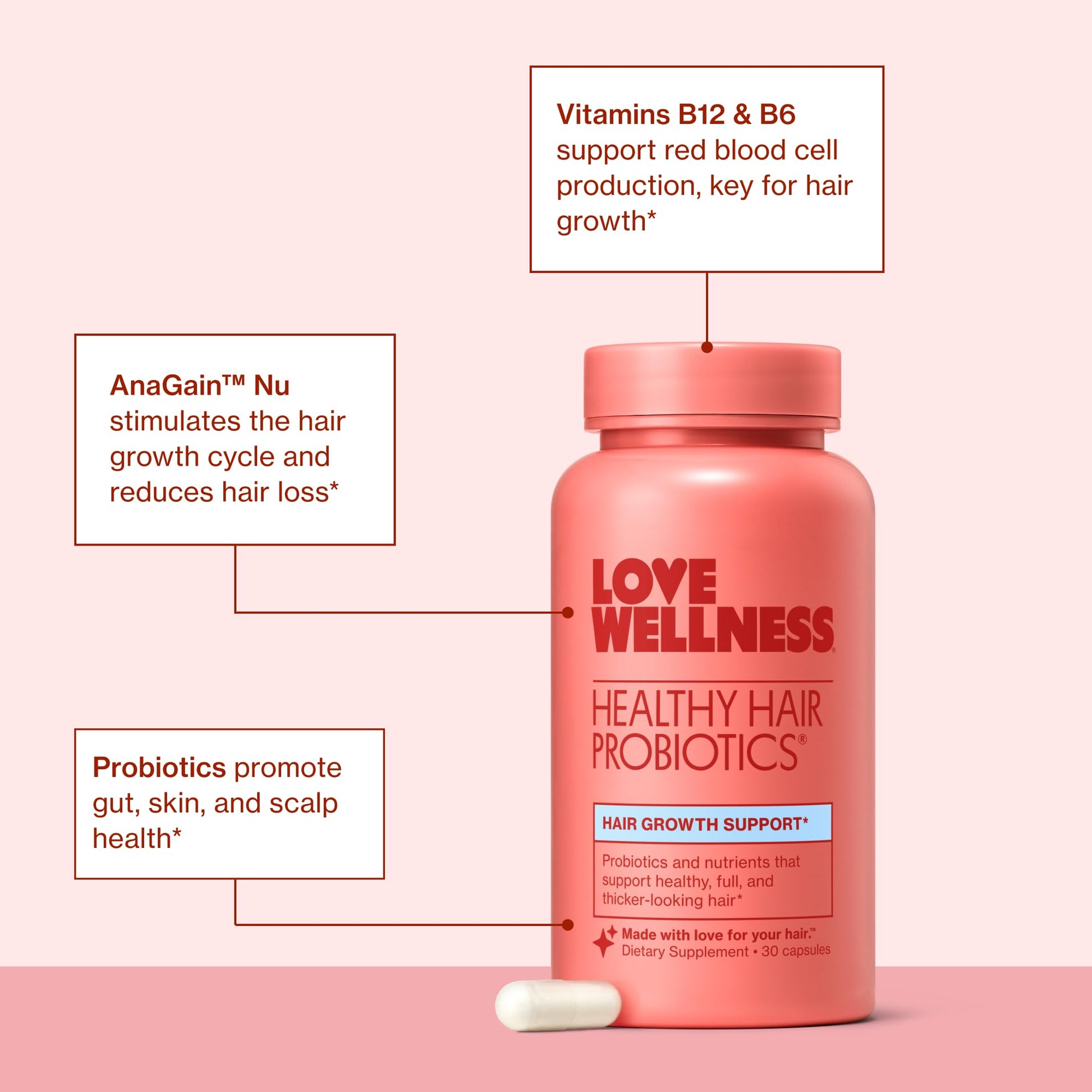 Cápsulas suplemento cabello Love Wellness 30 unidades