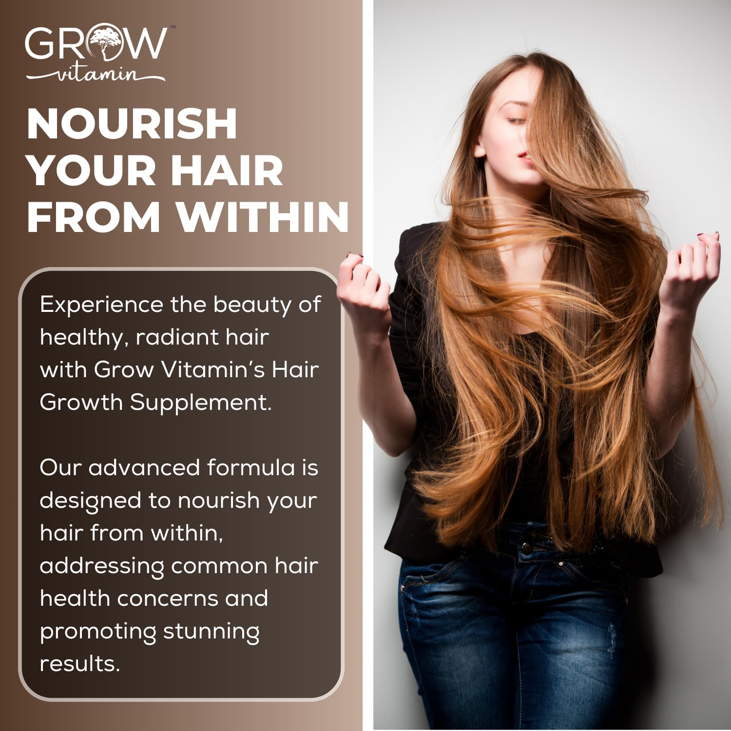 Cápsulas de suplemento Grow Vitamin para cabello piel y uñas