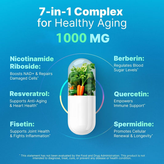 Cápsulas de suplemento NAD+ AdvantageNutra con ingredientes premium
