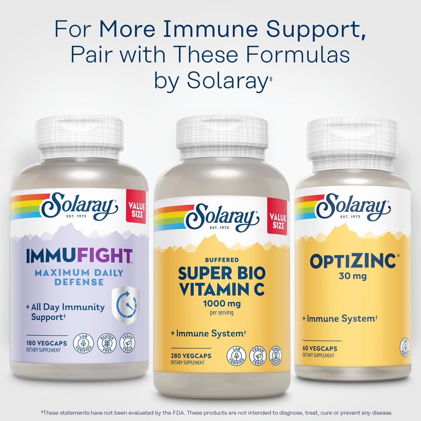 Cápsulas suplemento Solaray Vitamina C 1000mg dosificación