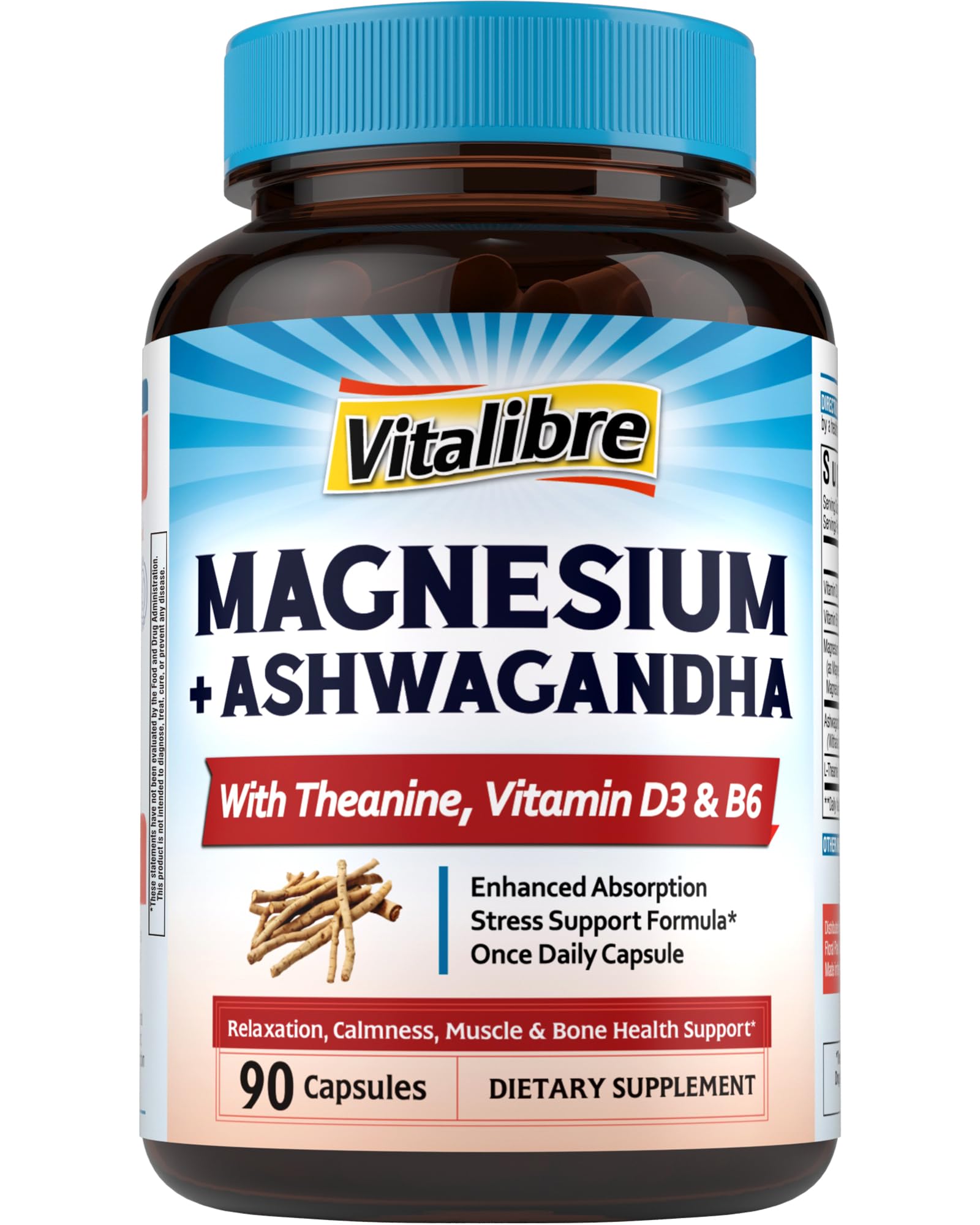 Bote de cápsulas de suplemento Vitalibre con magnesio