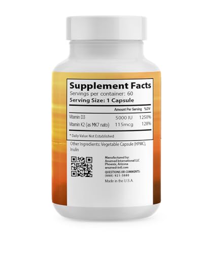 Cápsulas suplementos vitamina D3 y K2 Anumed para bienestar