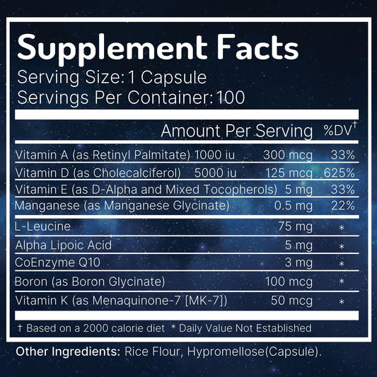 Cápsulas suplemento vitaminas A D3 K2 E con ácido lipoico Zen Haus
