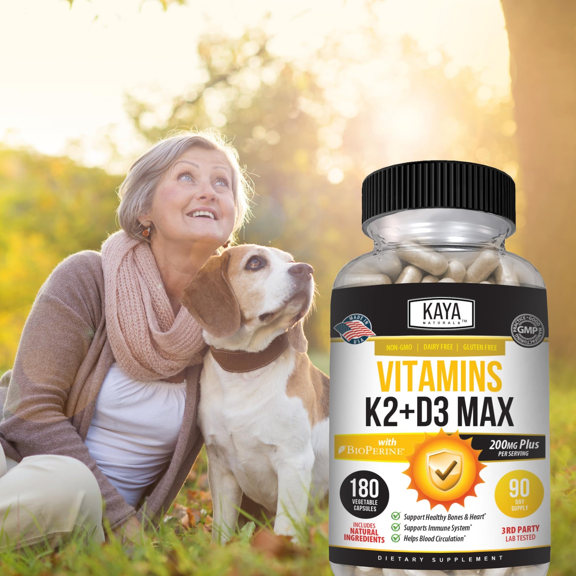 Cápsulas suplemento de vitaminas K2 y D3 de Kaya Naturals