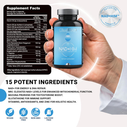 Cápsulas supradósis NAD CELLREGEN para salud masculina