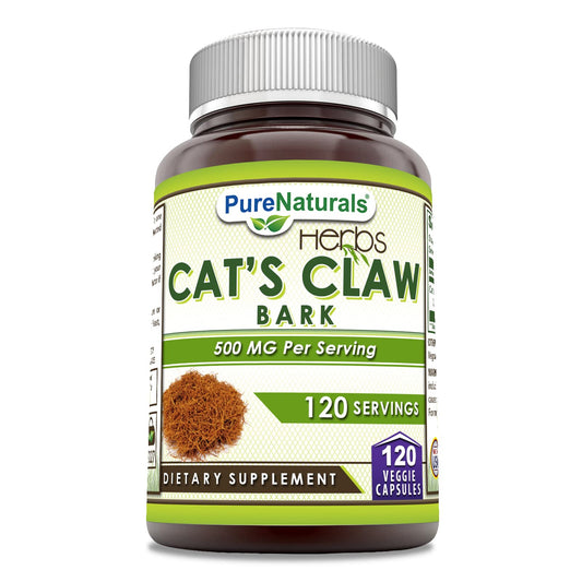 Cápsulas de uña de gato Pure Naturals 500 mg, frasco de 120 cápsulas