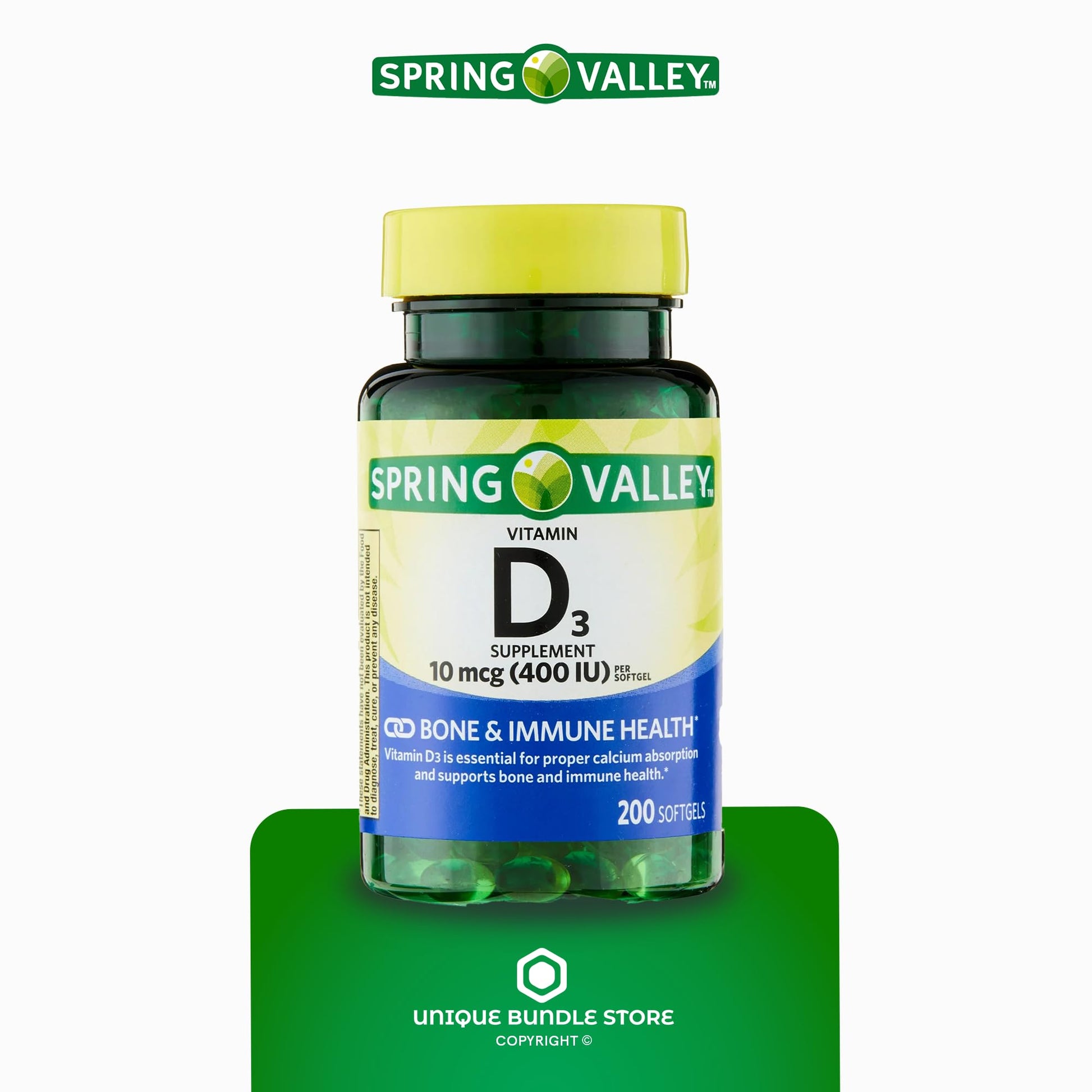 Capsulas Unique Bundle Store spring valley vitamina D3