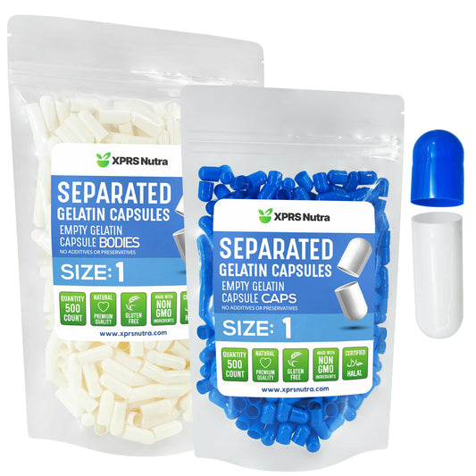 Cápsulas vacías de gelatina azul y blanco 500 unidades