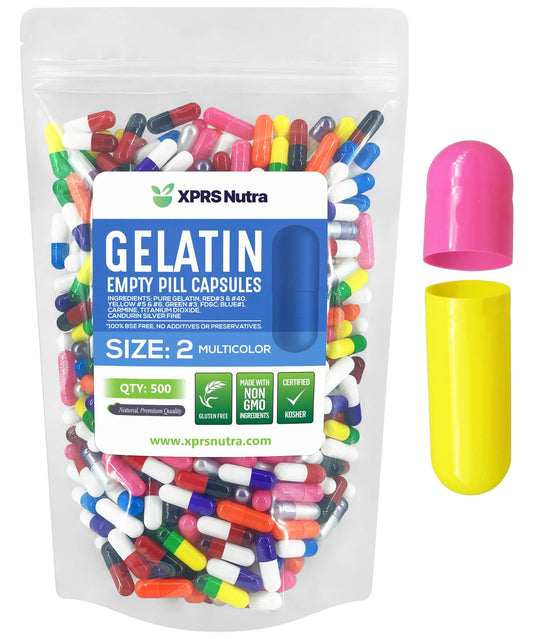 Paquete de cápsulas vacías de gelativa tamaño 2 multicolor