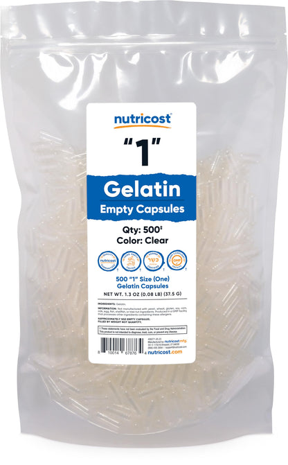 Cápsulas Vacías de Gelatina Nutricost Paquete 500