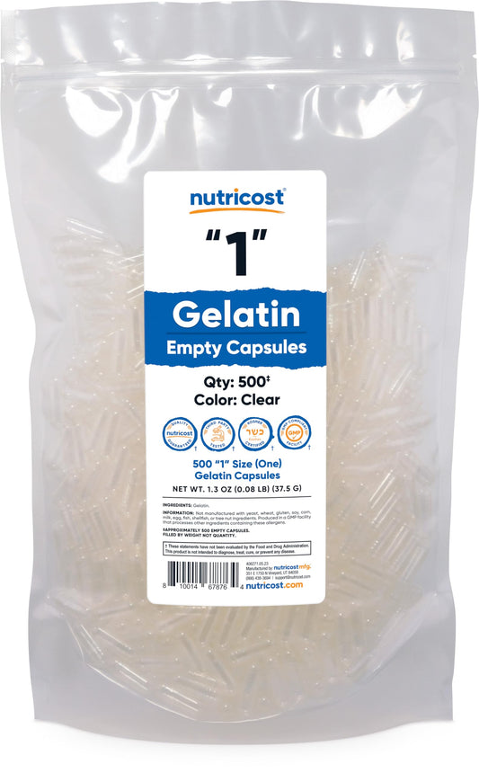 Cápsulas Vacías de Gelatina Nutricost Paquete 500