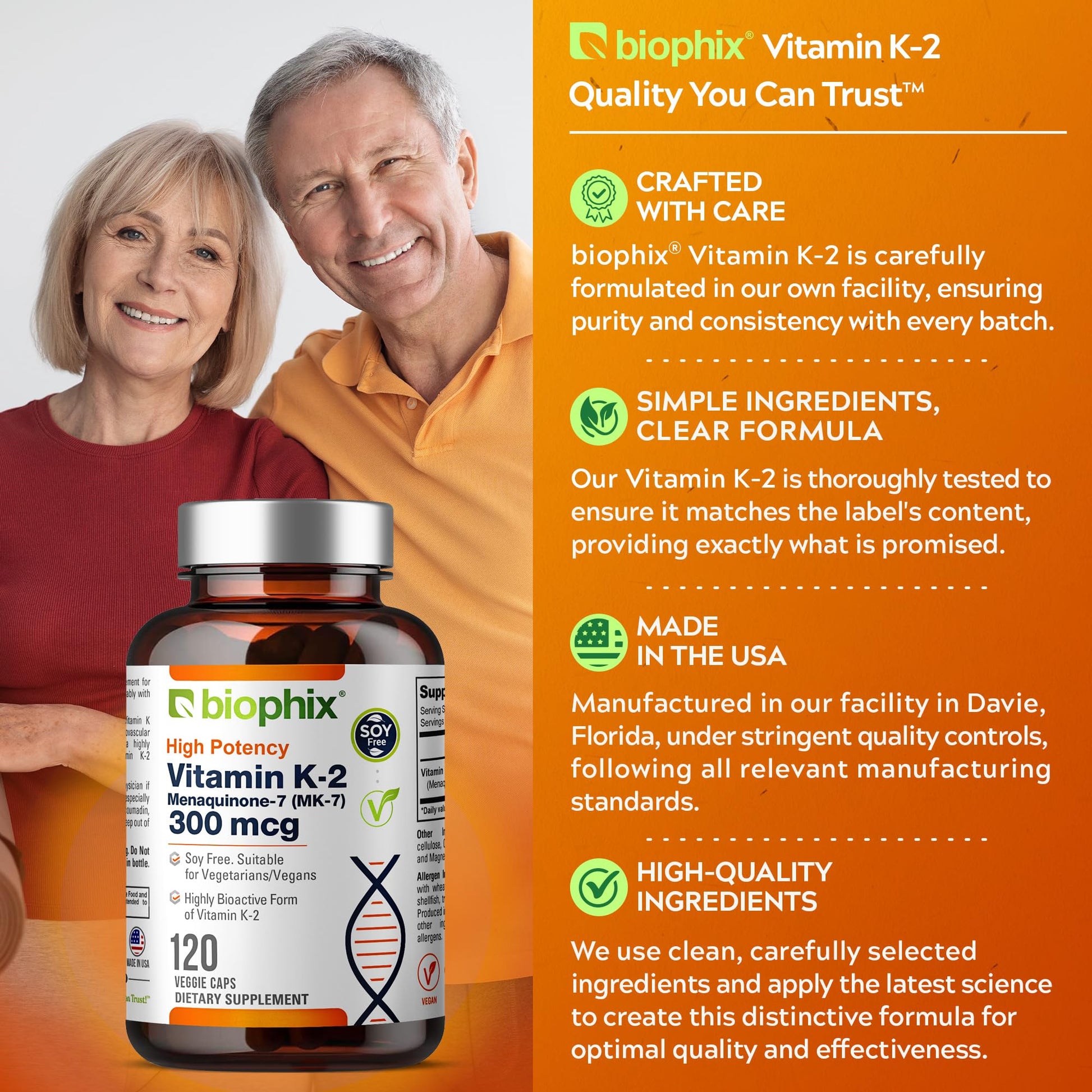 Cápsulas veganas biophix vitamina K2 300 mcg