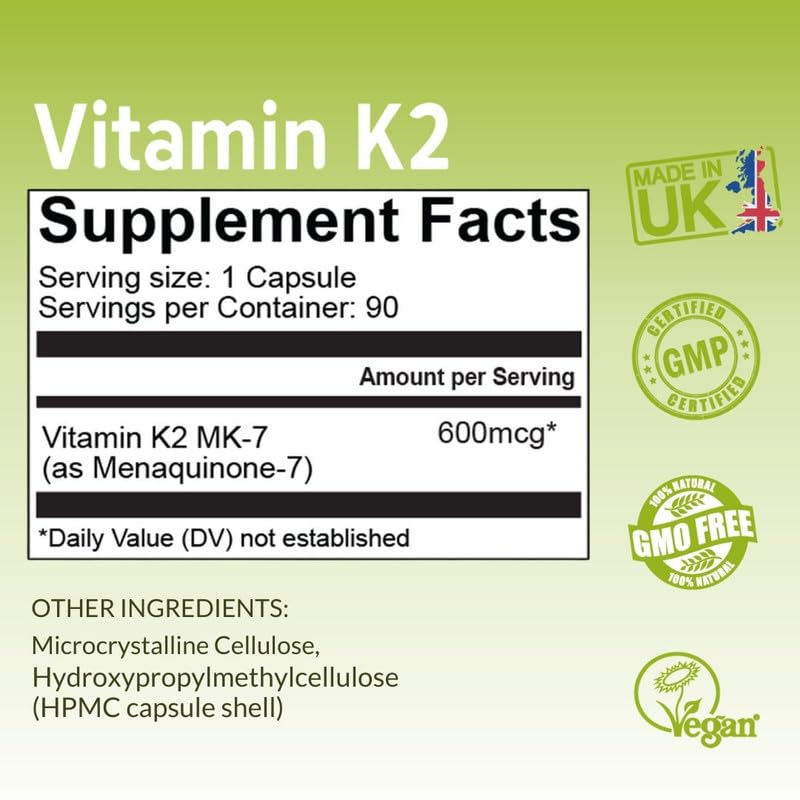Cápsulas veganas NutriZing vitamina K2 MK-7 alta concentración