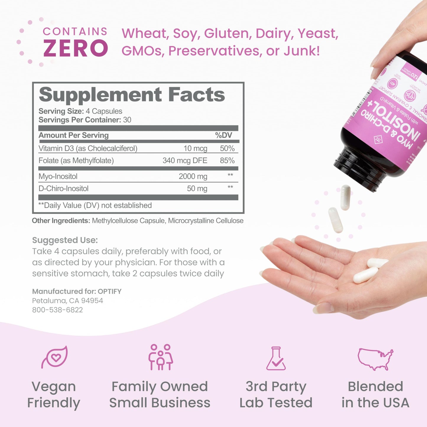 Cápsulas veganas Optify inositol para salud hormonal