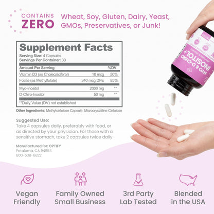 Cápsulas veganas Optify inositol para salud hormonal