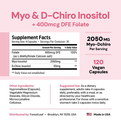 Cápsulas veganas ForestLeaf mio-inositol d-ciro inositol