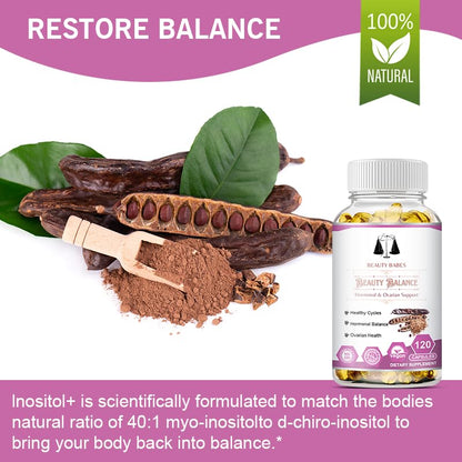 Cápsulas veganas Myo-Inositol y D-Chiro Inositol para salud ovárica