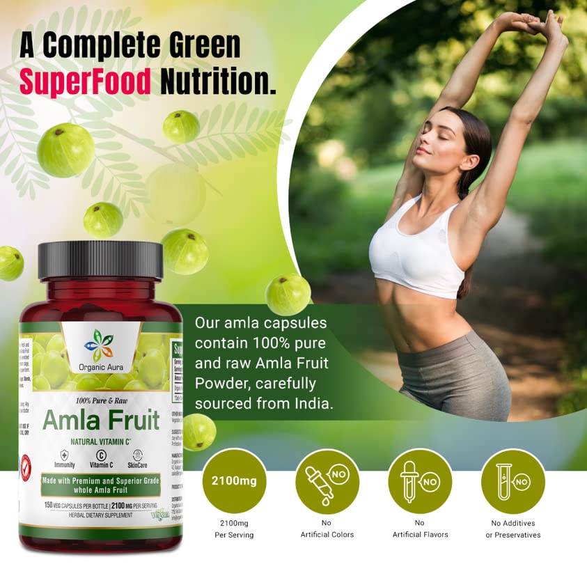 Cápsulas veganas Organic Aura Amla vitamina c natural