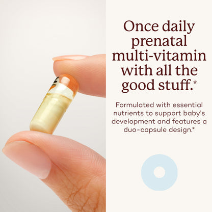 Detalle de cápsulas veganas premama vitaminas prenatales