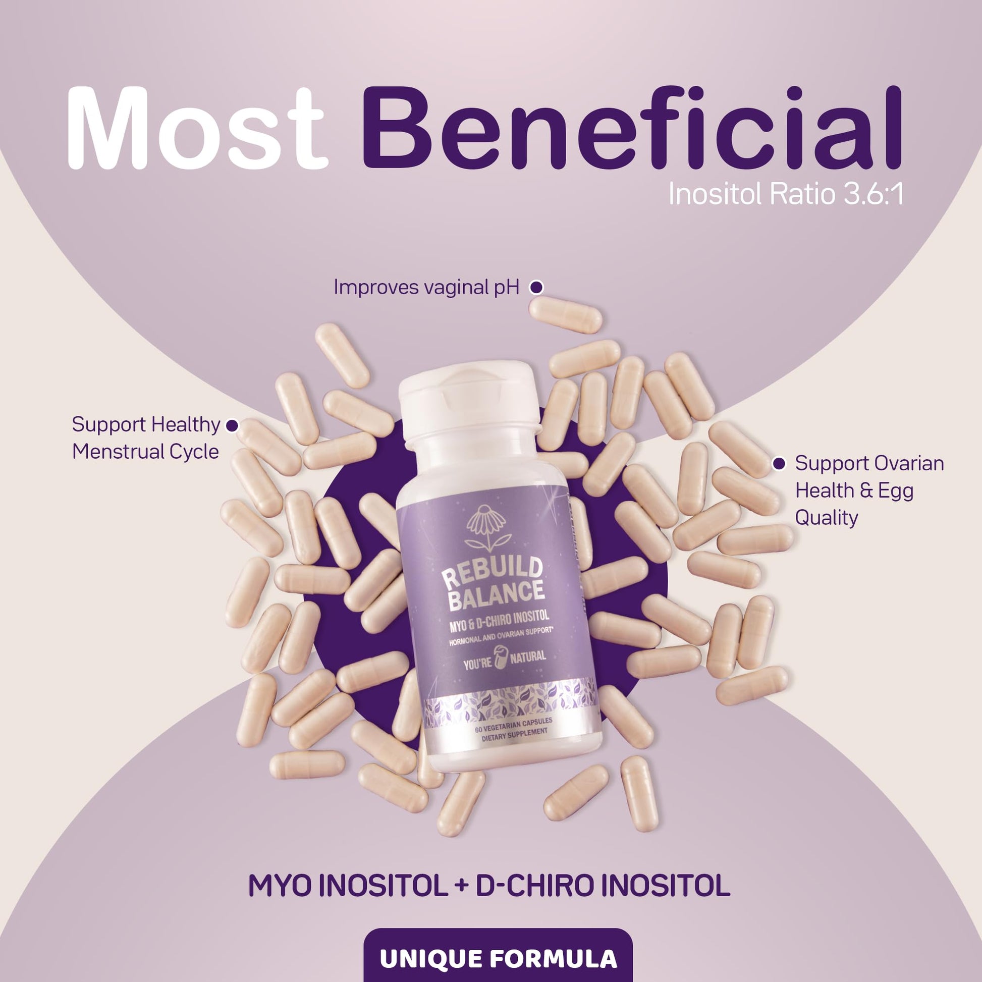 Cápsulas veganas Rebuild Balance para apoyar ciclo menstrual regular