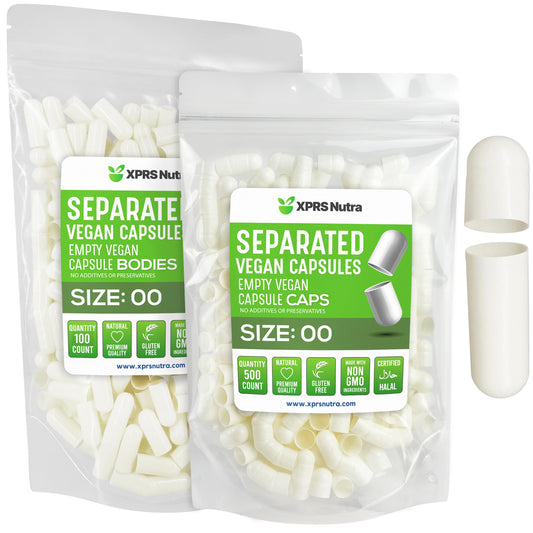 Cápsulas separadas veganas tamaño 00 de color blanco