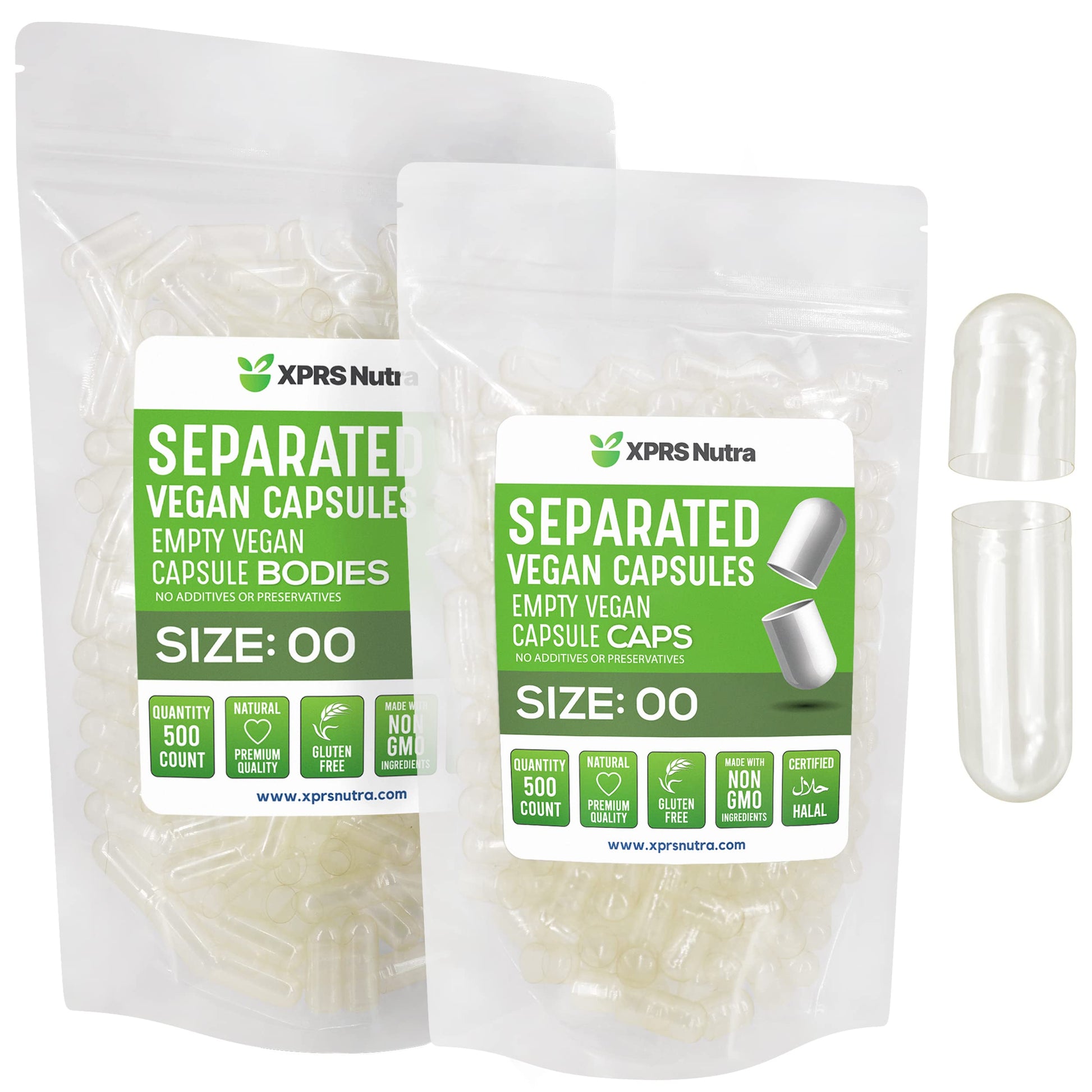 cápsulas veganas tamaño 00 XPRS Nutra paquete