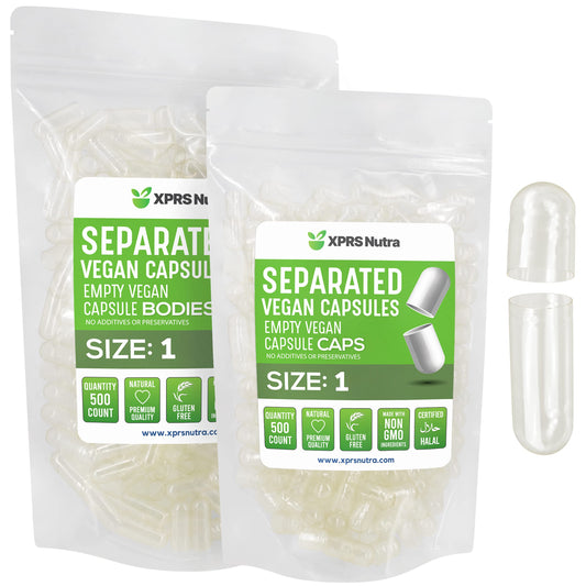 Paquete de cápsulas vacías veganas XPRS Nutra tamaño 1