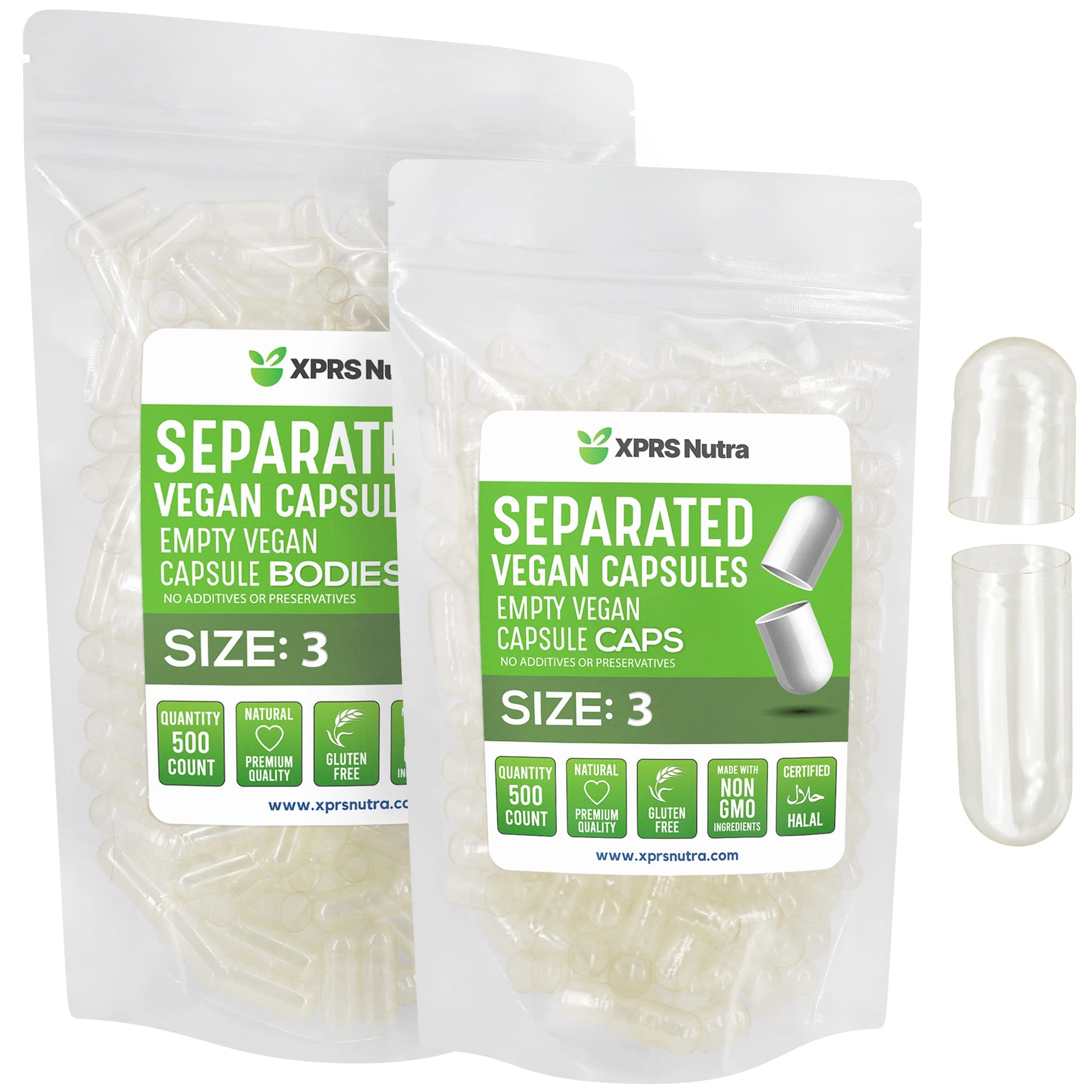 Cápsulas veganas tamaño 3 XPRS Nutra - 500 unidades