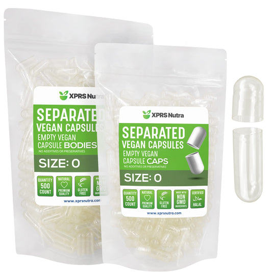 Paquete de cápsulas veganas transparentes tamaño 0