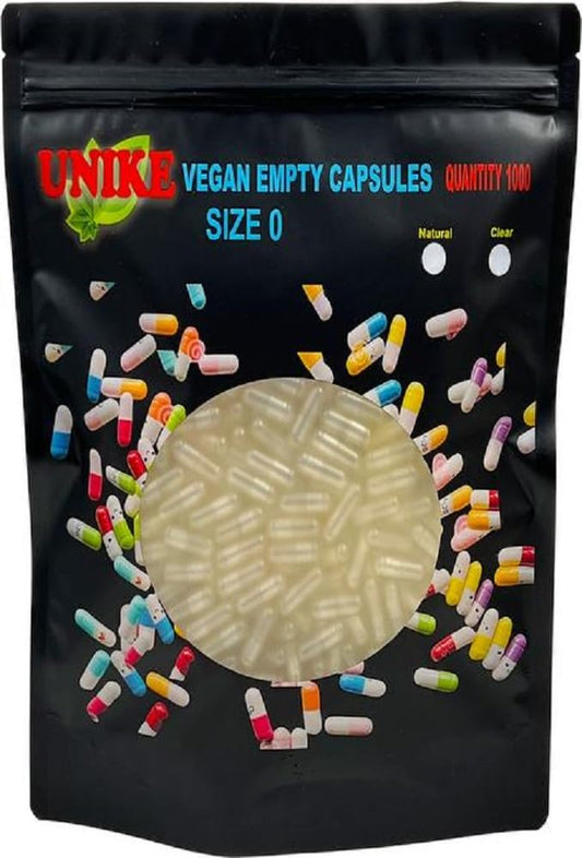 Paquete de cápsulas veganas Unike tamaño 0 con diseño colorido
