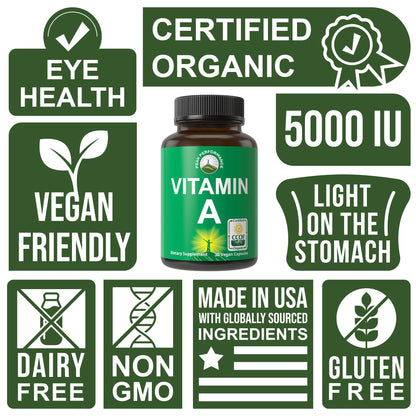 Capsulas veganas vitamina a 5000 ui Peak Performance orgánica