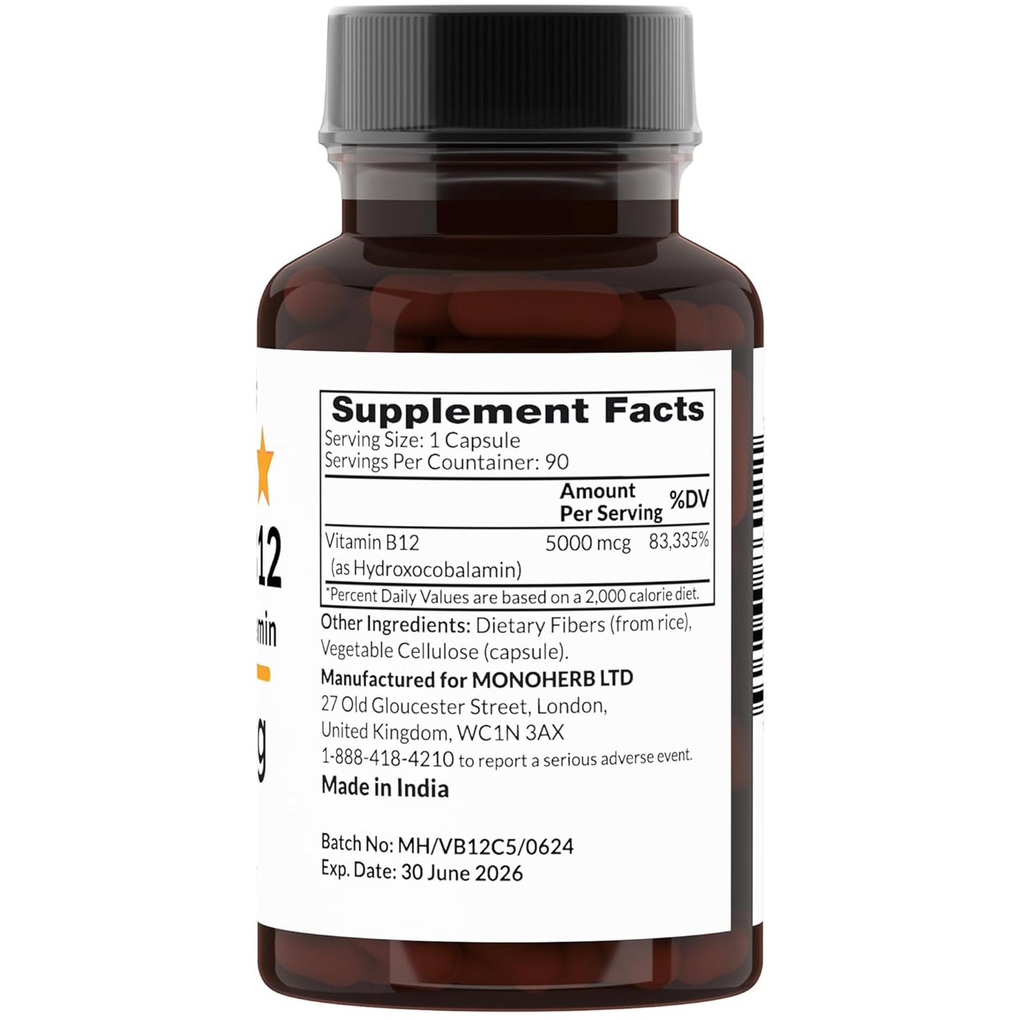 Cápsulas veganas vitamina B12 Hydroxo MONOHERB