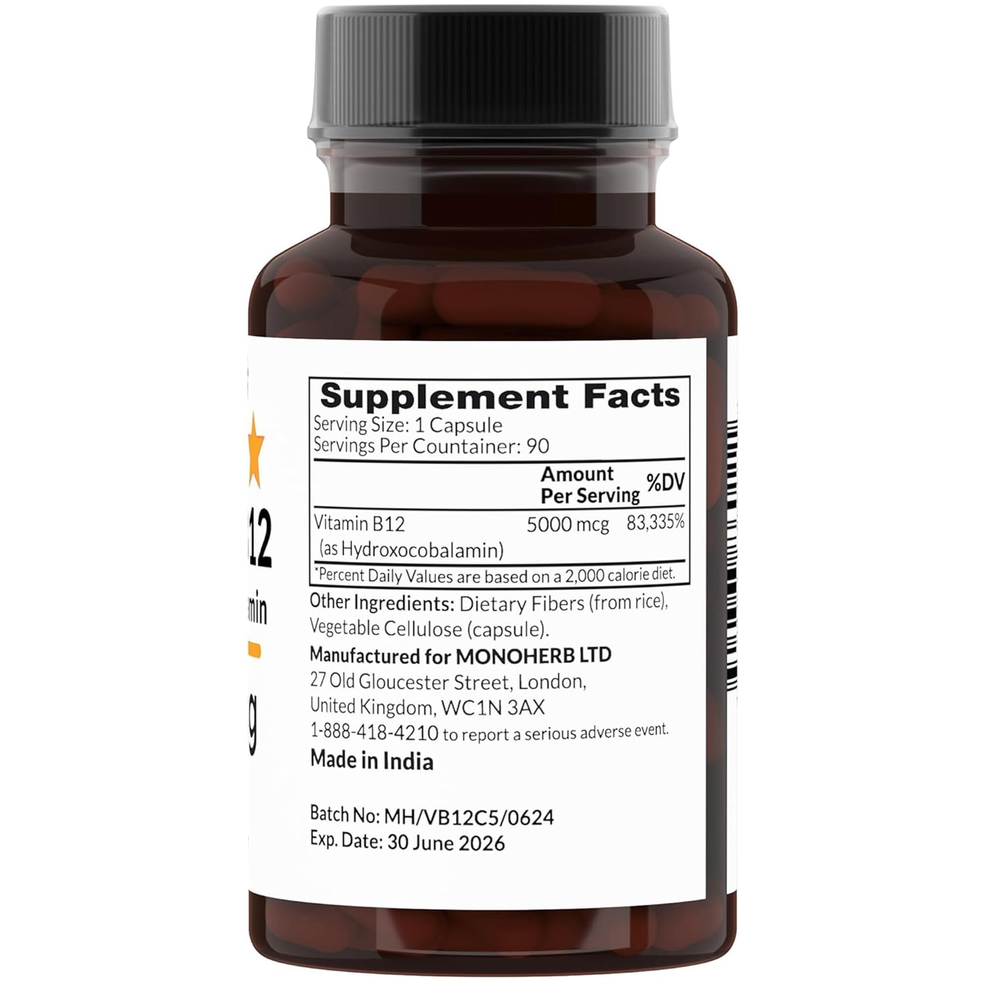 Cápsulas veganas vitamina B12 Hydroxo MONOHERB