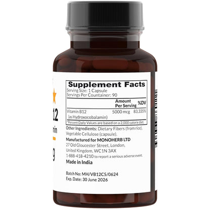 Cápsulas veganas vitamina B12 Hydroxo MONOHERB