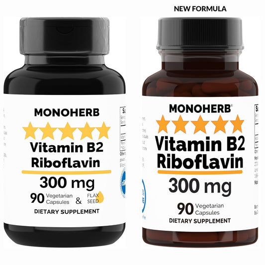 Cápsulas veganas vitamina B2 con polvo de linaza Monohreb