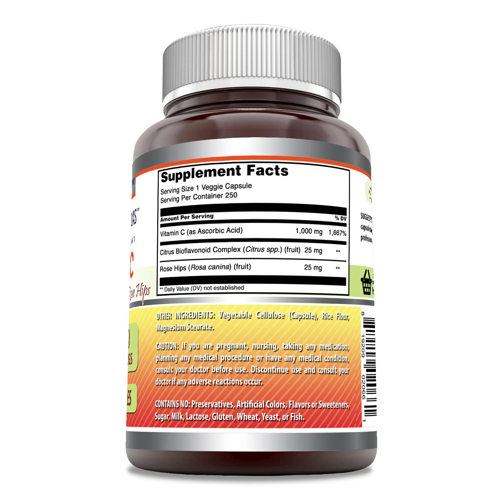 cápsulas vegetales amazing formulas vitamina c y escaramujo