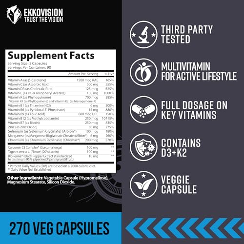 Cápsulas vegetales multivitamínico sin hierro Ekkovision