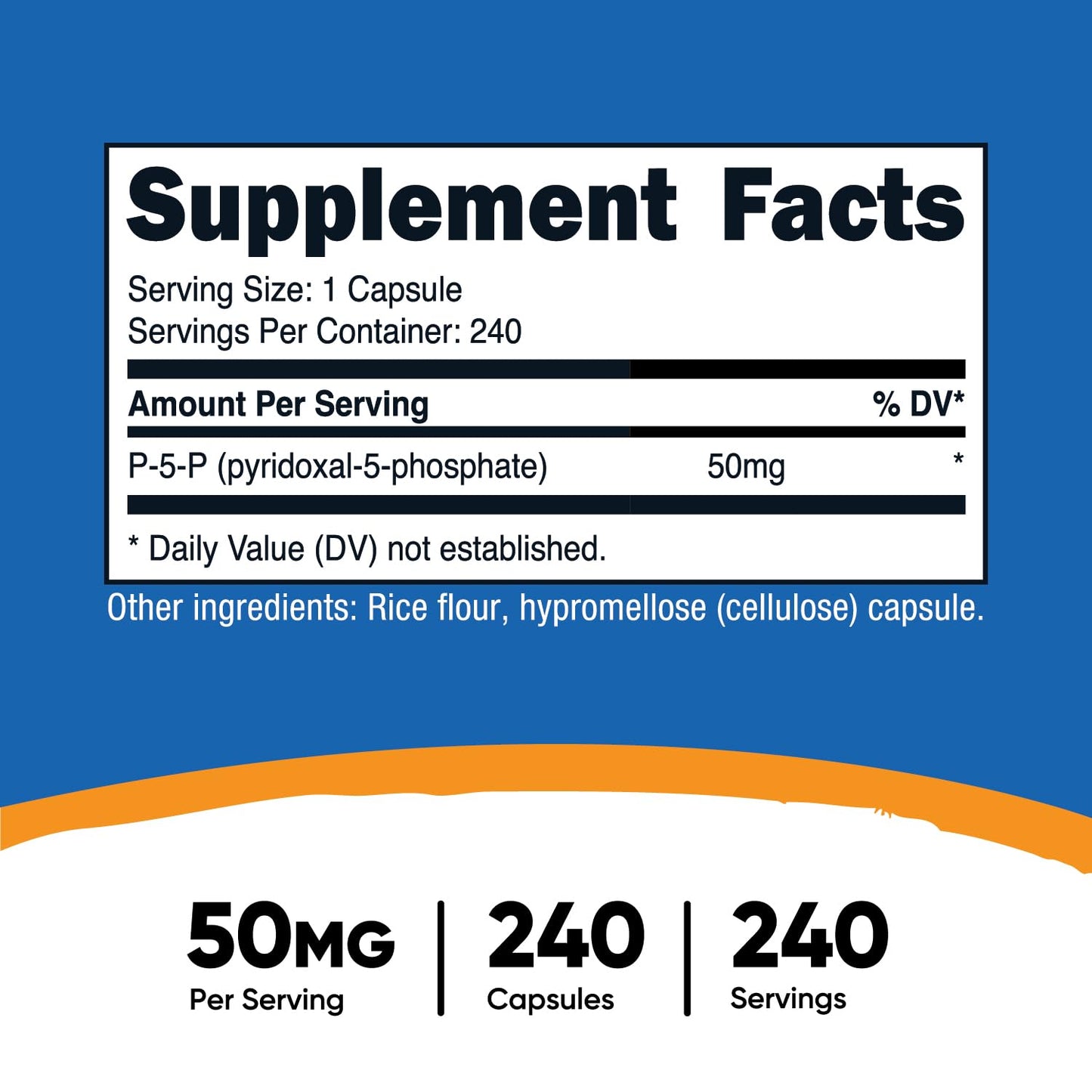 Cápsulas vegetales Nutricost vitamina b6 p5p 50mg