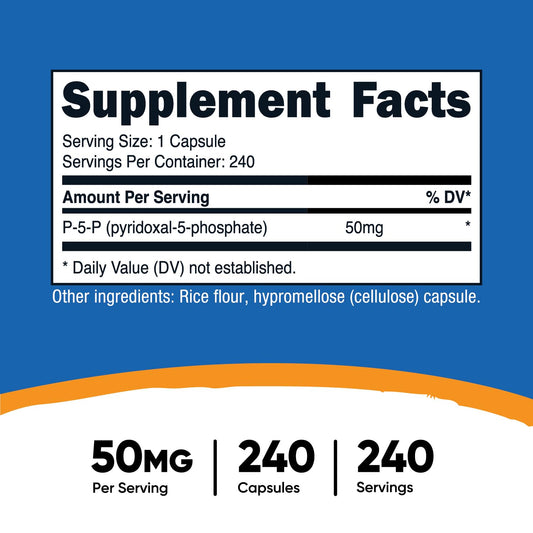 Cápsulas vegetales Nutricost vitamina b6 p5p 50mg