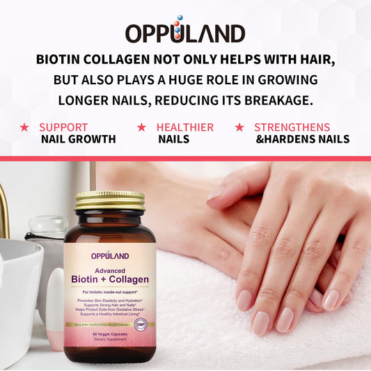 Cápsulas vegetales Oppuland biotina 5000mcg colágeno 10000mcg